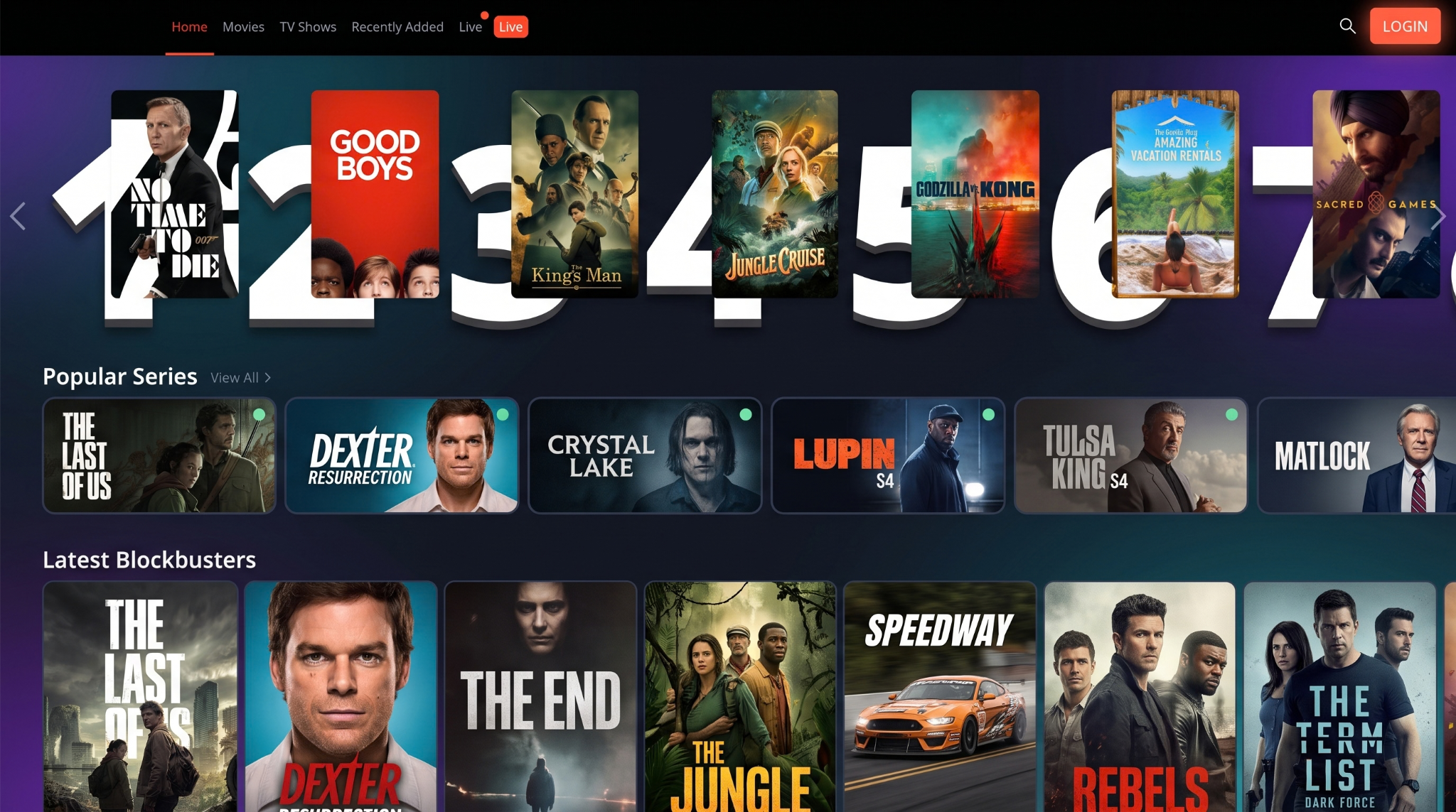 Turbo IPTV IPTV on-demand library with trending movies and series on a Smart TV